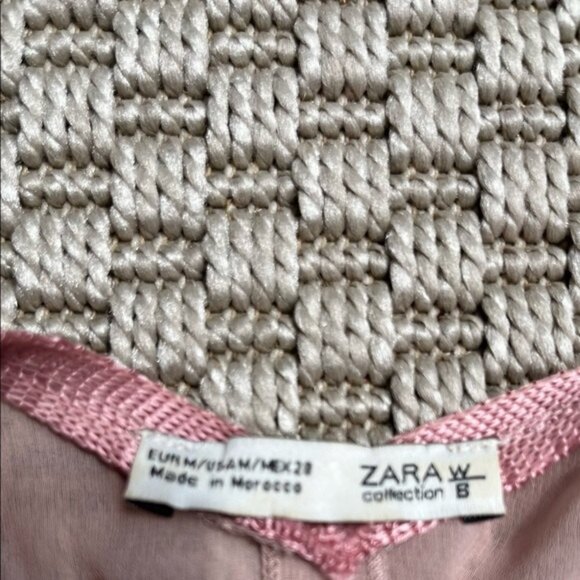 ZARA Crushed Velvet Top Light Pink Mesh Spaghetti Straps Womens Size Medium - Picture 3 of 3